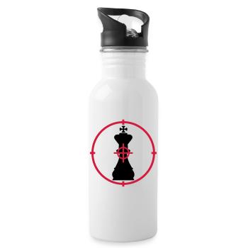 Chess / Schach / Spiel / Geek - Trinkflasche mit integriertem Trinkhalm - Weiß - Rechts