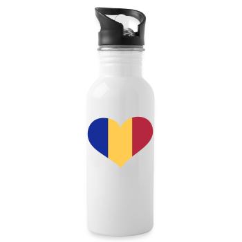 Rumänien Herz; Heart Romania - Gourde avec paille intégrée - blanc - Droite