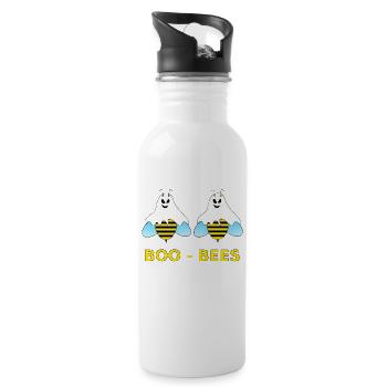 Boo Bees Ghost Bees Halloween Gift Idea - Water bottle with straw - white - Right
