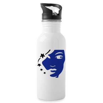 Girl's Face Face Woman's Face - Water bottle with straw - white - Right