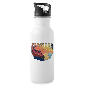 Surfer Design / Geschenk - Trinkflasche mit integriertem Trinkhalm - Weiß - Rechts