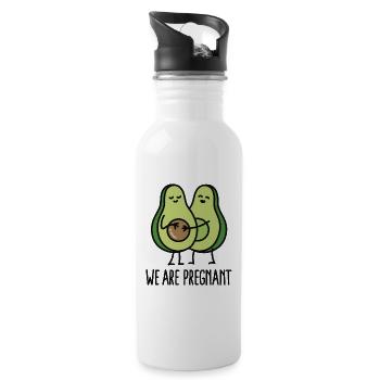 We are pregnant - Avocado - Trinkflasche mit integriertem Trinkhalm - Weiß - Rechts