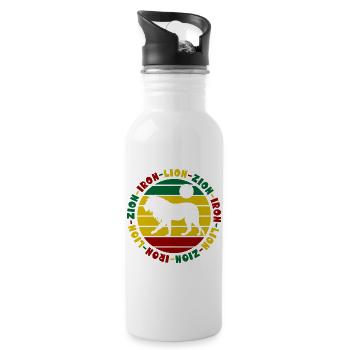 Iron Lion Zion Rastafari Reggae Löwe - Trinkflasche mit integriertem Trinkhalm - Weiß - Rechts