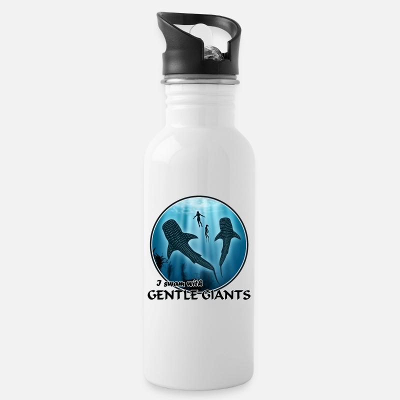 Requins baleines - Gourde avec paille intégrée - blanc