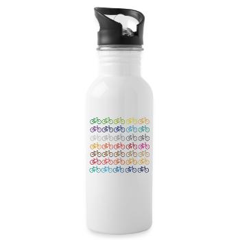 Viele farbige Fahrräder - Trinkflasche mit integriertem Trinkhalm - Weiß - Rechts