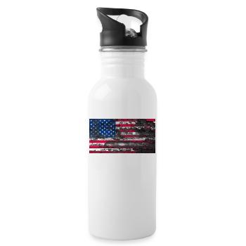 America Retro Flagge - Trinkflasche mit integriertem Trinkhalm - Weiß - Rechts