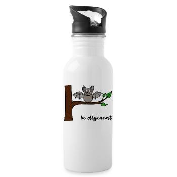 Funny Bat Different Being Brave Humorous - Water bottle with straw - white - Right