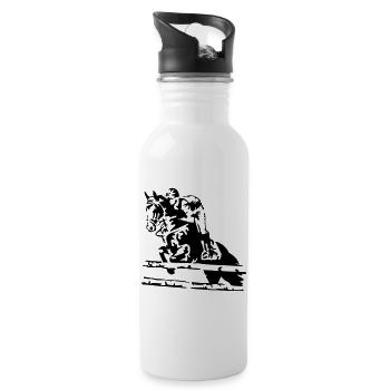 reiten springreiten - Trinkflasche mit integriertem Trinkhalm - Weiß - Rechts