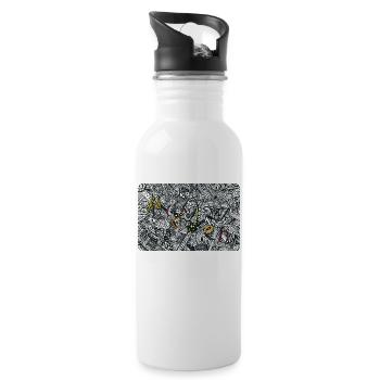 Hidden Zentangle Art Solution yellow edition - Trinkflasche mit integriertem Trinkhalm - Weiß - Rechts
