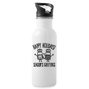 Happy holidays! Season's greetings - Trinkflasche mit integriertem Trinkhalm - Weiß - Rechts