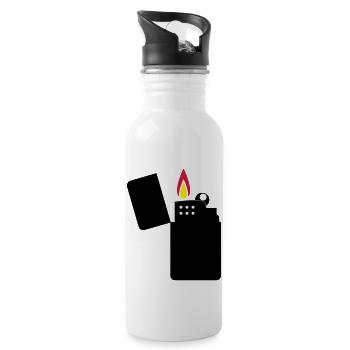 feuerzeug_02 - Trinkflasche mit integriertem Trinkhalm - Weiß - Rechts