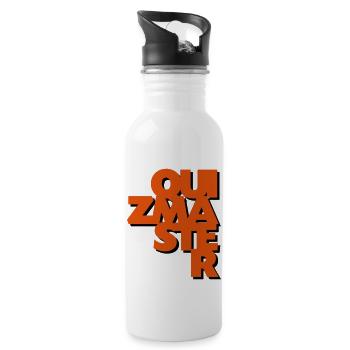 quizmaster coolest text logo copy - Water bottle with straw - white - Right
