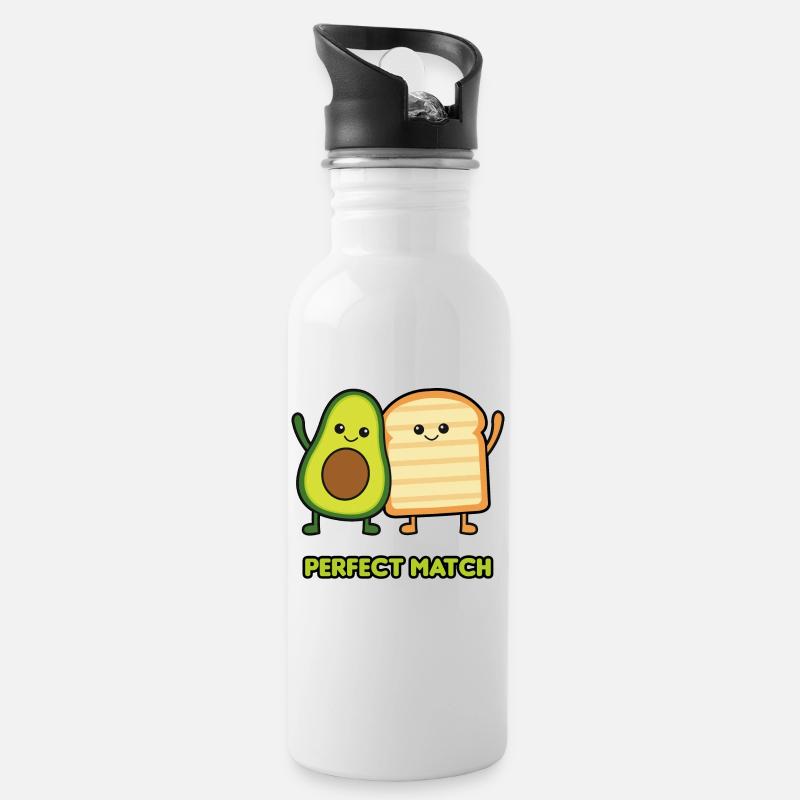 AVOCADO TOAST - Trinkflasche mit integriertem Trinkhalm - Weiß