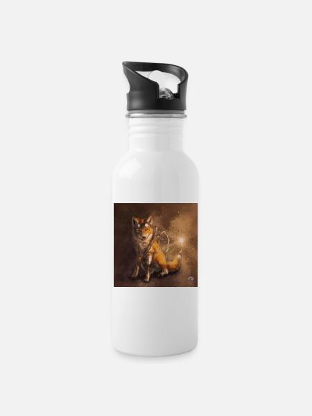 Steamfox - Trinkflasche mit integriertem Trinkhalm - Weiß