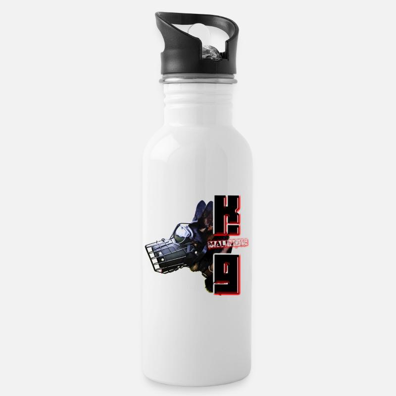 Malinois - Trinkflasche mit integriertem Trinkhalm - Weiß