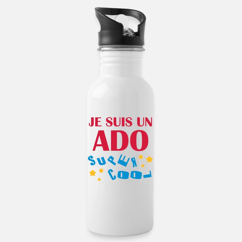 adolescent / enfant / ado / adolescente - Gourde avec paille intégrée - blanc