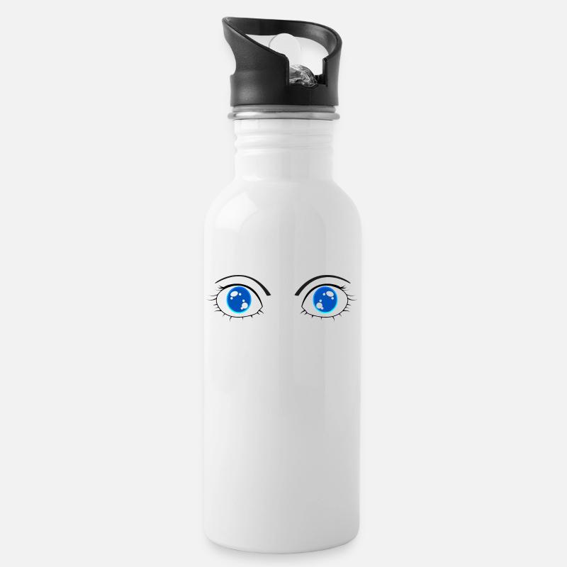 blue eyes - Water bottle with straw - white