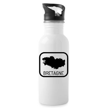 Bretagne / Breton / Bretonne / BZH / Breizh - Trinkflasche mit integriertem Trinkhalm - Weiß - Rechts