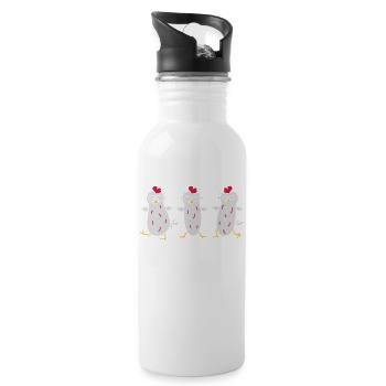 Crazy Chicken - Water bottle with straw - white - Right