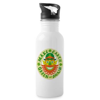 Portrait de lutin hipster de Saint-Patrick - Gourde avec paille intégrée - blanc - Droite