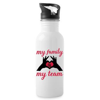 my family heart my team - Trinkflasche mit integriertem Trinkhalm - Weiß - Rechts