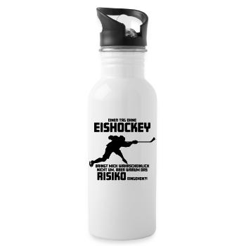 Eishockey Icehockey Bullen, die Roten - Trinkflasche mit integriertem Trinkhalm - Weiß - Rechts