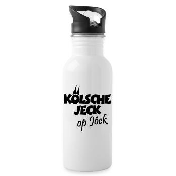Kölsche Jeck op Jöck Kölsch Köln - Trinkflasche mit integriertem Trinkhalm - Weiß - Rechts