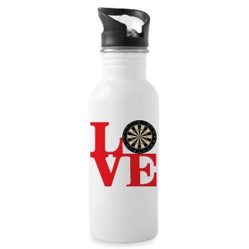 Liebe Darts ❤️🎯 - Trinkflasche mit integriertem Trinkhalm - Weiß - Rechts