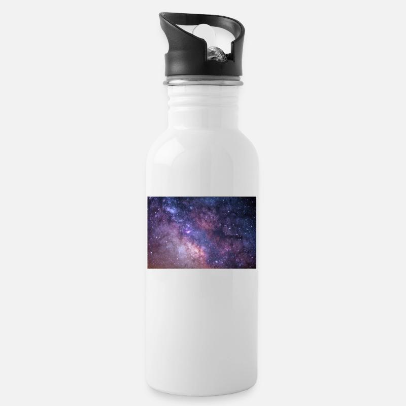 space - Water bottle with straw - white