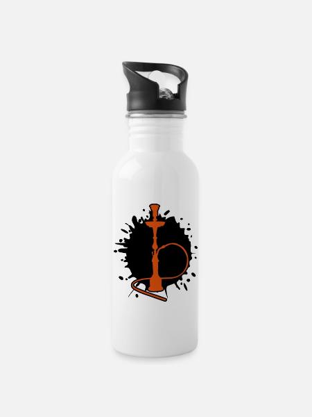 shisha splat - Trinkflasche mit integriertem Trinkhalm - Weiß