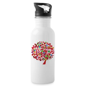 Heart tree illustration with colorful leaves - Water bottle with straw - white - Right