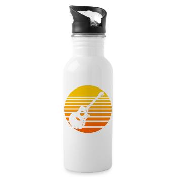 Retro Sonnenuntergang mit Gitarre Design - Trinkflasche mit integriertem Trinkhalm - Weiß - Rechts
