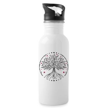 Tree of Life Yoga - Water bottle with straw - white - Right