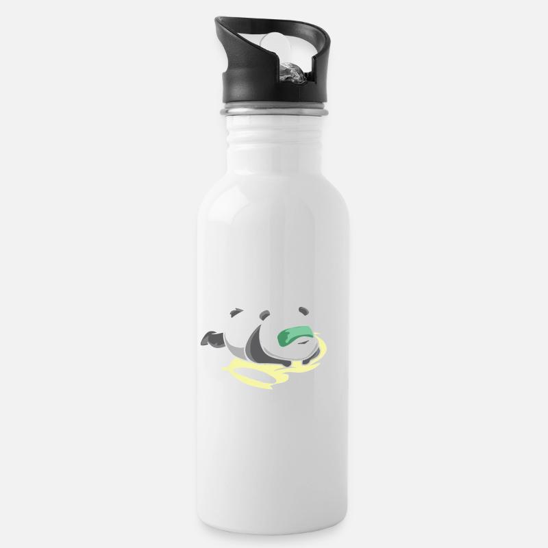 Ein großer weisser Panda schläft. - Trinkflasche mit integriertem Trinkhalm - Weiß