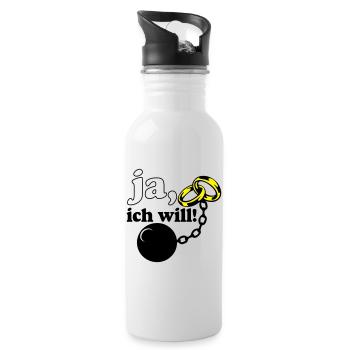 Junggesellenabschied , JGA ja ich will (25) - Trinkflasche mit integriertem Trinkhalm - Weiß - Rechts
