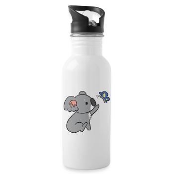Koala - mit Schmetterling - Trinkflasche mit integriertem Trinkhalm - Weiß - Rechts