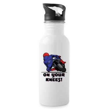 Motorbike racer motorcycles biker statement - Water bottle with straw - white - Right