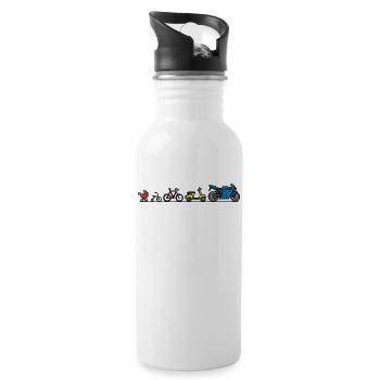Motorrad Motorräder Evolution Entwicklung Biker - Trinkflasche mit integriertem Trinkhalm - Weiß - Rechts