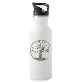 kleiner Baum mit bunten Blättern im Kreis - Trinkflasche mit integriertem Trinkhalm - Weiß - Rechts