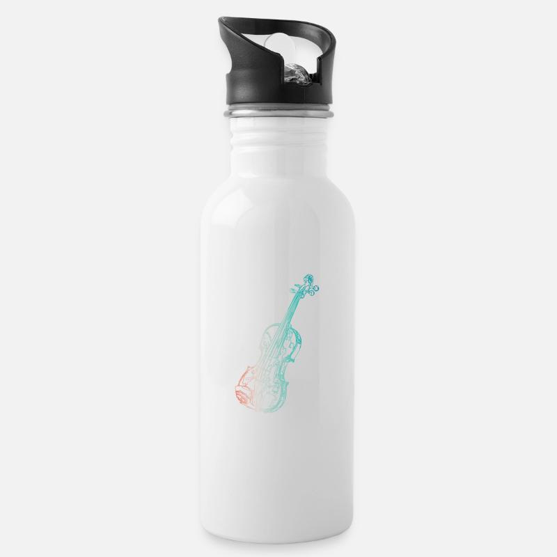 Violine - Trinkflasche mit integriertem Trinkhalm - Weiß