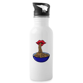 Spaghetti Pasta Asciutta Hunger Italy - Water bottle with straw - white - Right