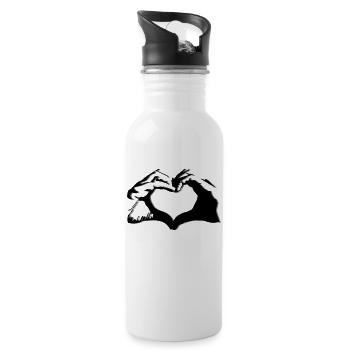 Hands shape heart - warm design - Water bottle with straw - white - Right