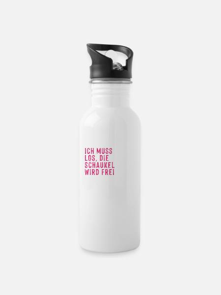 schaukel wird frei - Trinkflasche mit integriertem Trinkhalm - Weiß