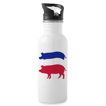 Porc tricolore rayé - Gourde avec paille intégrée - blanc - Droite