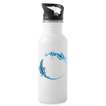 cadre papillon bleu pour vos propres textes - Gourde avec paille intégrée - blanc - Droite
