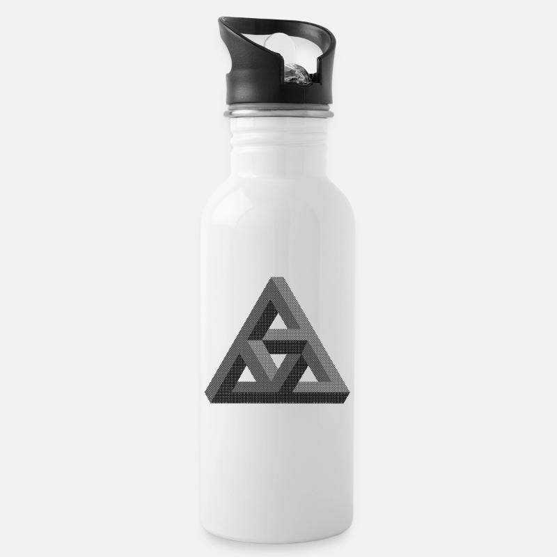 Triangle de Penrose abstrait sur fond clair - Gourde avec paille intégrée - blanc