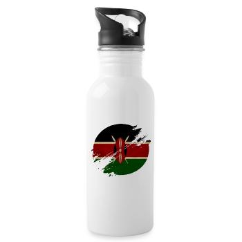 Kenya vintage circle - Water bottle with straw - white - Right