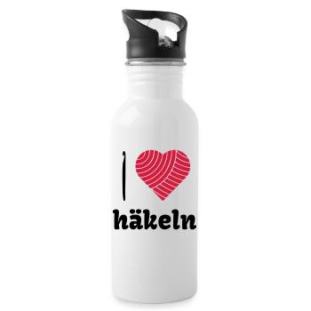 Häkelliebe - Trinkflasche mit integriertem Trinkhalm - Weiß - Rechts