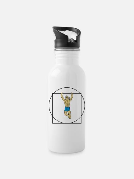L'homme de Vitruve en force (Color) - Gourde avec paille intégrée - blanc