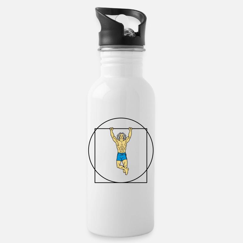 L'homme de Vitruve en force (Color) - Gourde avec paille intégrée - blanc